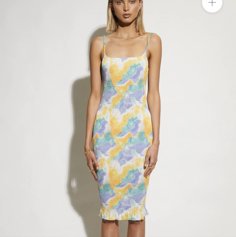 BNWT SNDYS Kelly Elastic Bodycon Dress Yellow Palette